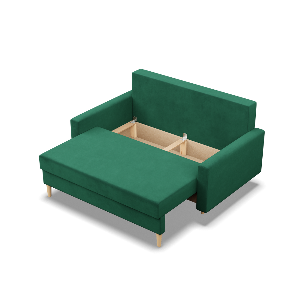 Sofa BLANK , Rodzaj tkaniny - II grupa, Wypełnienie - Sprężynowe, Kolor - BUTELKOWA ZIELEŃ