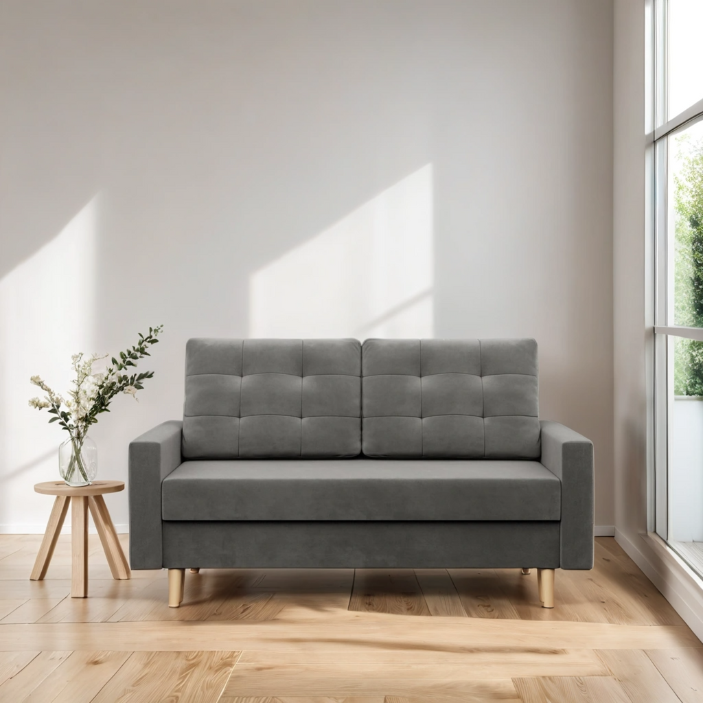 Sofa BLANK , Rodzaj tkaniny - II grupa, Wypełnienie - Sprężynowe, Kolor - JASNY SZARY