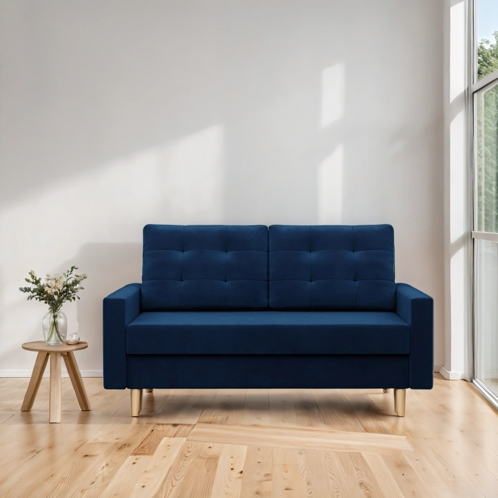 Sofa BLANK , Rodzaj tkaniny - II grupa, Wypełnienie - Sprężynowe, Kolor -  GRANATOWY