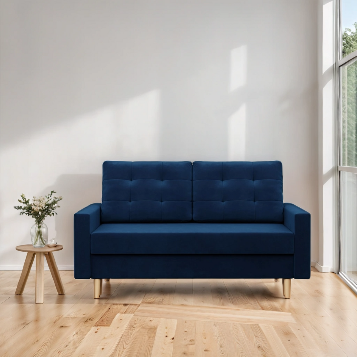 Sofa BLANK , Rodzaj tkaniny - II grupa, Wypełnienie - Sprężynowe, Kolor -  GRANATOWY