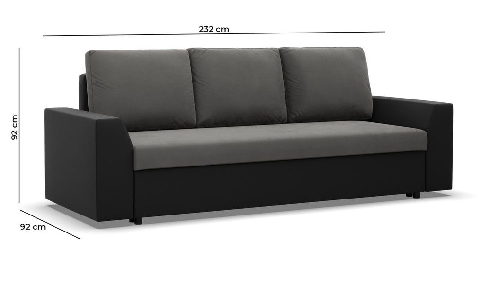 Kanapa LUGO , Kolor - CIEMNY SZARY + BIAŁY