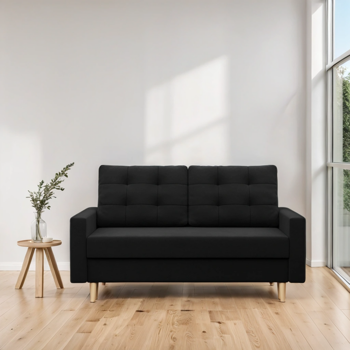 Sofa BLANK , Rodzaj tkaniny - I grupa, Wypełnienie - Piankowe, Kolor - CZARNY