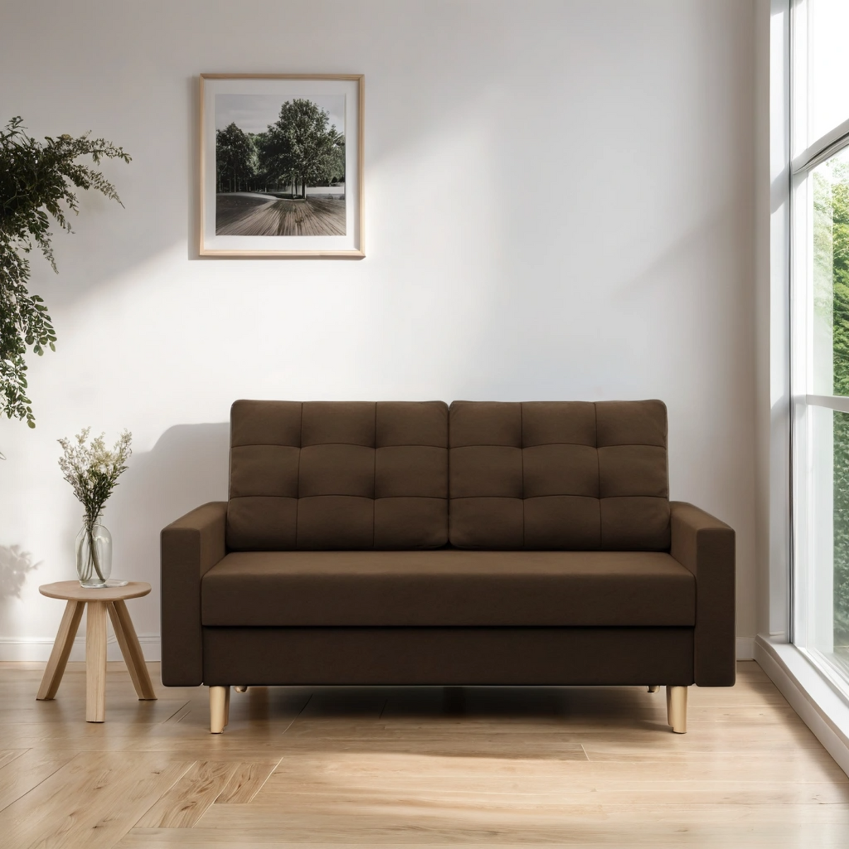 Sofa BLANK , Rodzaj tkaniny - I grupa, Wypełnienie - Piankowe, Kolor -  BRĄZOWY