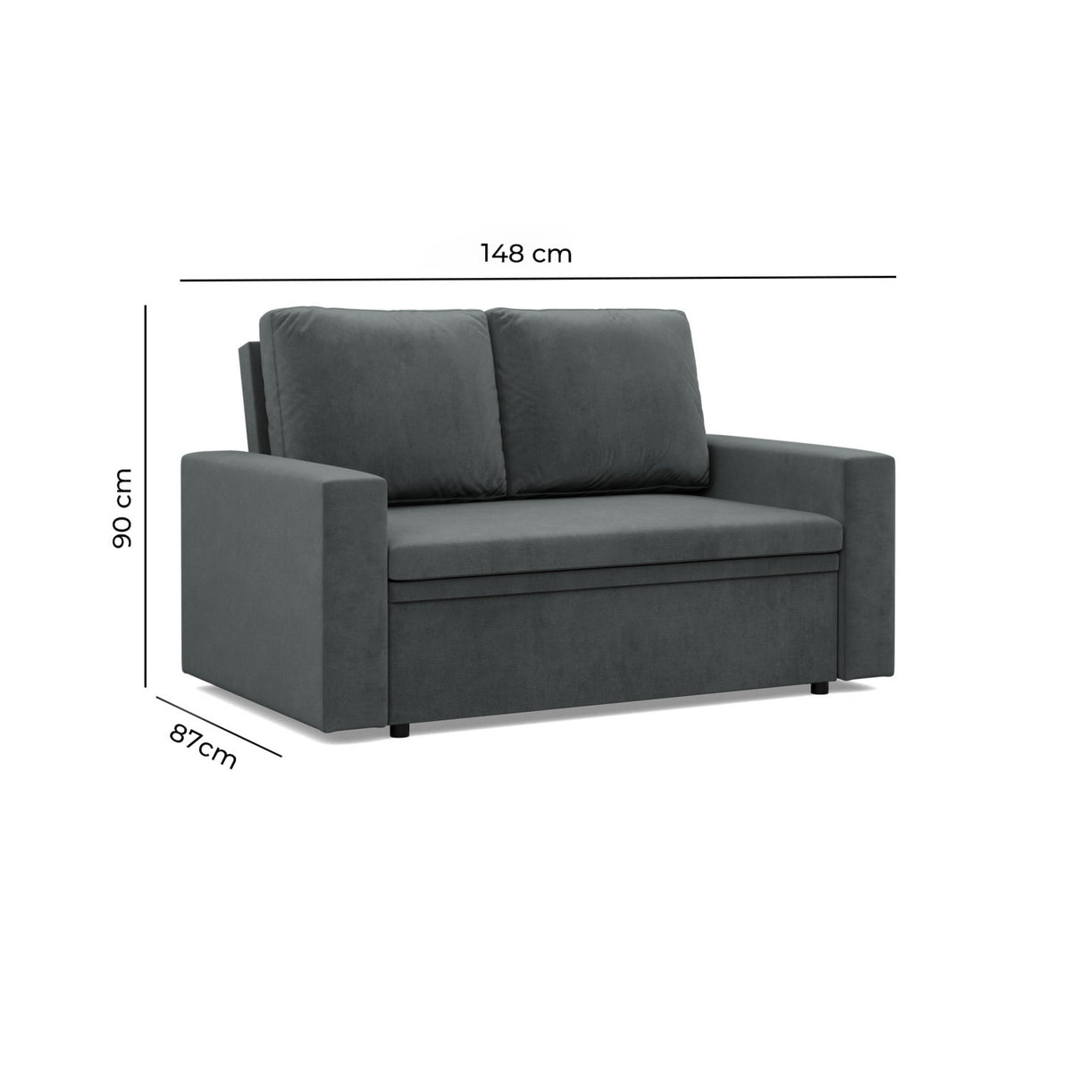 Sofa NEO Poso , Kolor - SZARY, Rodzaj podłokietnika - Skośny