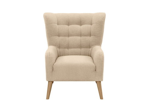 Casey Es Quilted Armchair with tall back, wave spring seat, hardwood legs, and decorative quilting in Lambi 06 fabric