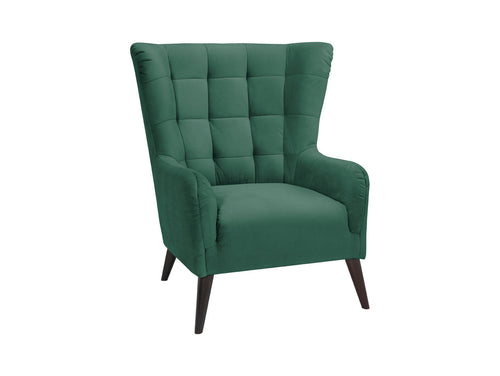Casey Quilted Armchair with tall high back, quilted upholstery, sinuous spring seat, and hardwood legs