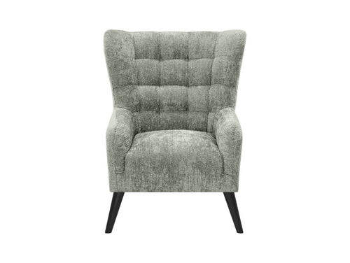 Casey Quilted Armchair with high back, decorative quilting, sinuous spring seat, and tall hardwood legs in neutral living room
