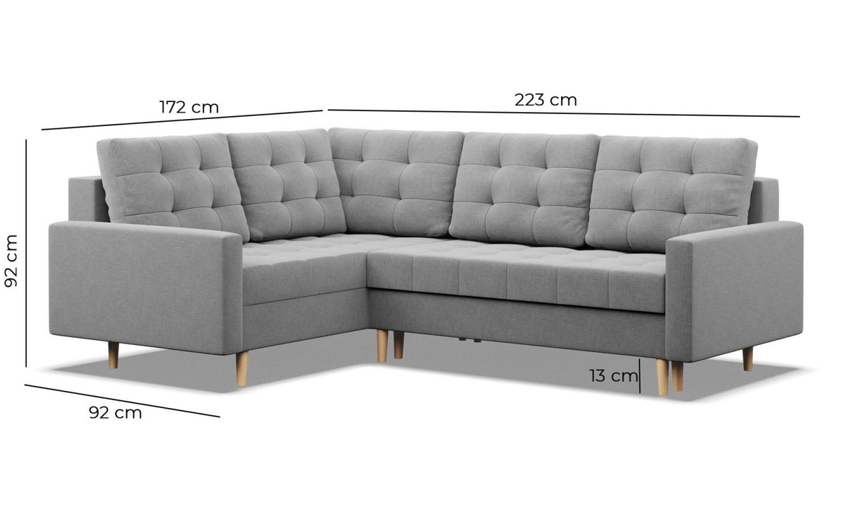 Narożnik ELMA LO , Wypełnienie - Sprężynowe, Strona - LEWA, Kolor - SZARY