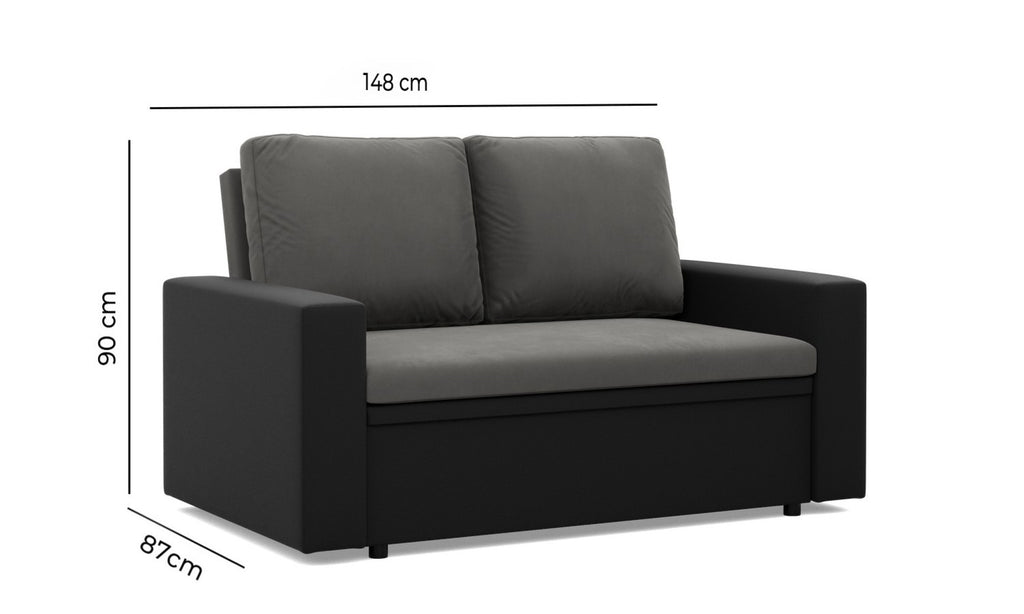 Sofa LUNA , Kolor - CIEMNY SZARY + BIAŁY