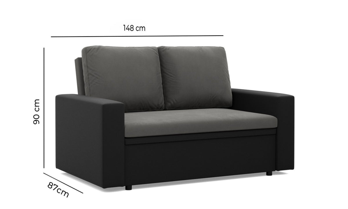 Sofa LUNA , Kolor - CIEMNY SZARY + BIAŁY