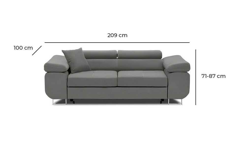 Sofa RIGATTO , Kolor - CIEMNY SZARY, Funkcja spania - Bez funkcji spania
